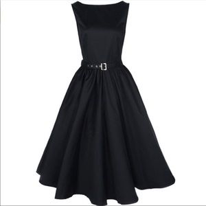 50s Black Swing Pin Up Retro Vintage Dress